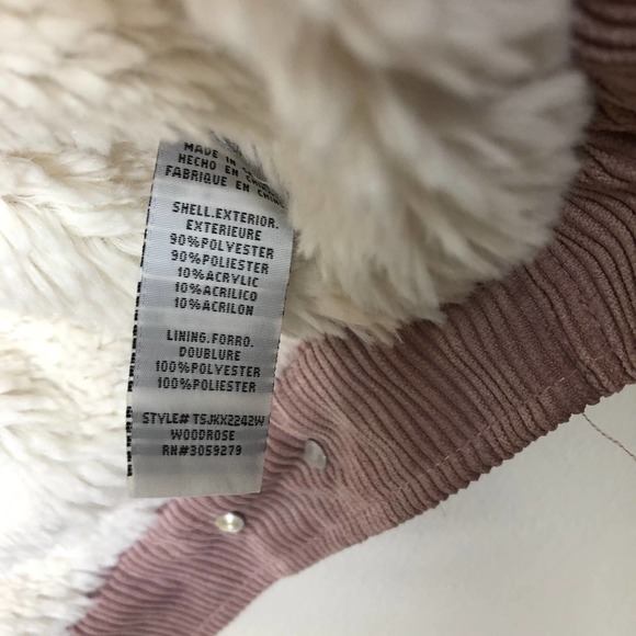 Thread and Supply Sherpa Lined Corduroy Jacket Dusty Rose Mauve Button Front M - Picture 5 of 8